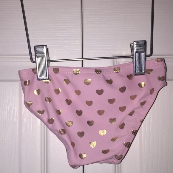 Floatimini Infant Girls Rash Guard Swim Suit 12 Months Pink with Gold Hearts - Picture 6 of 14